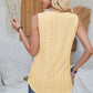 Eyelet Decorative Button V-Neck Tank