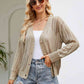 Openwork Button Front V-Neck Cardigan