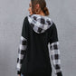 Plaid Drawstring Dropped Shoulder Hoodie