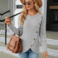 Full Size Round Neck Ribbed Button Detail Blouse