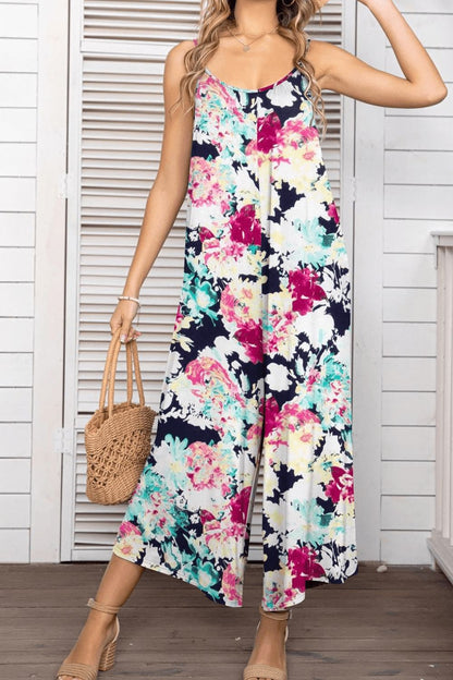 Women's Full Size Floral Spaghetti Strap Wide Leg Jumpsuit