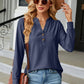 Full Size Notched Neck Long Sleeve Buttoned Blouse