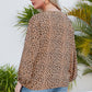 Women's Plus Size Animal Print Balloon Sleeve V-Neck Blouse