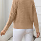 AuroraBlissX Round Neck Cable-Knit Buttoned Knit Top