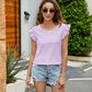Plaid Ruffled Round Neck Cap Sleeve T-Shirt