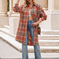 Plaid Collared Neck Long Sleeve Shirt