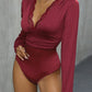 Lace Detail Plunge Long Sleeve Bodysuit
