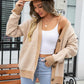 Sophia & Grace Striped V-Neck Dropped Shoulder Button-Up Cardigan