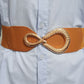 Women's Ribbed Alloy Buckle Elastic Belt