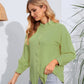 Malibu Dreams Mock Neck Buttoned Long Sleeve Shirt