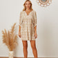 Women's DentaCosmo Floral Tie Neck Ruched Babydoll Dress