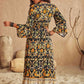Mia Multicolor Floral V-Neck Midi Dress
