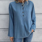 Half Button Long Sleeve Blouse