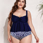 Plus Size Two-Tone Drawstring Sleeveless Tankini Set