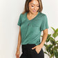 Full Size Double Take Ruched V-Neck Short Sleeve T-Shirt