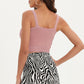 Women's Zip-Up Cutout Sleeveless Knit Crop Top