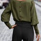 Full Size Round Neck Lantern Sleeve Blouse