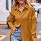 Full Size Slit Dropped Shoulder Longline Shirt