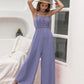 Openwork Spaghetti Strap Wide Leg Jumpsuit