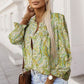 Printed Frill Flounce Sleeve Shirt