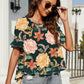 Women's Floral Ruffled Flounce Sleeve Blouse