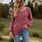Full Size Round Neck Button-Down Long Sleeve Tee