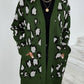 Leopard Open Front Dropped Shoulder Cardigan