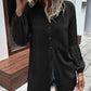 Notched Neck Balloon Sleeve Shirt