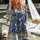 BOHO NOW Bohemian Tie Neck Balloon Sleeve Dress