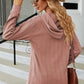 Drawstring Half Button Long Sleeve Hoodie
