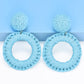 Round Shape Raffia Grass Dangle Earrings