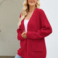FULL SIZE Open Front Raglan Sleeve Pocketed Cardigan