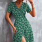 Full Size Floral Surplice Neck Flutter Sleeve Dress