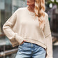 Round Neck Drop Shoulder Long Sleeve Sweater