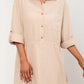 Drawstring Half Button Roll-Tab Sleeve Dress