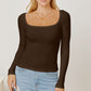 Square Neck Long Sleeve T-Shirt