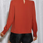 Full Size Cutout Puff Sleeve Blouse