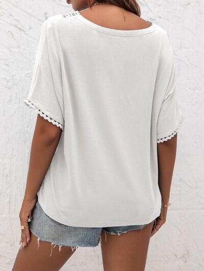 Lace Detail V-Neck T-Shirt