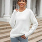 Malibu Dreams Hannah&Mea Round Neck Ribbed Long Sleeve Sweater
