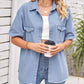 Women's Collared Neck Short Sleeve Denim Jacket