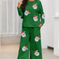 CHRISTMAS Santa Sequin Round Neck Top and Pants Set