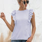 Women's Full Size DANICA Ruffle Shoulder Tie-Back Crewneck Short Sleeve Top