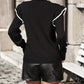 Malibu Dreams Round Neck Ruffle Trim Long Sleeve Pullover Sweater