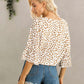 Tied Printed Button Up V-Neck Blouse