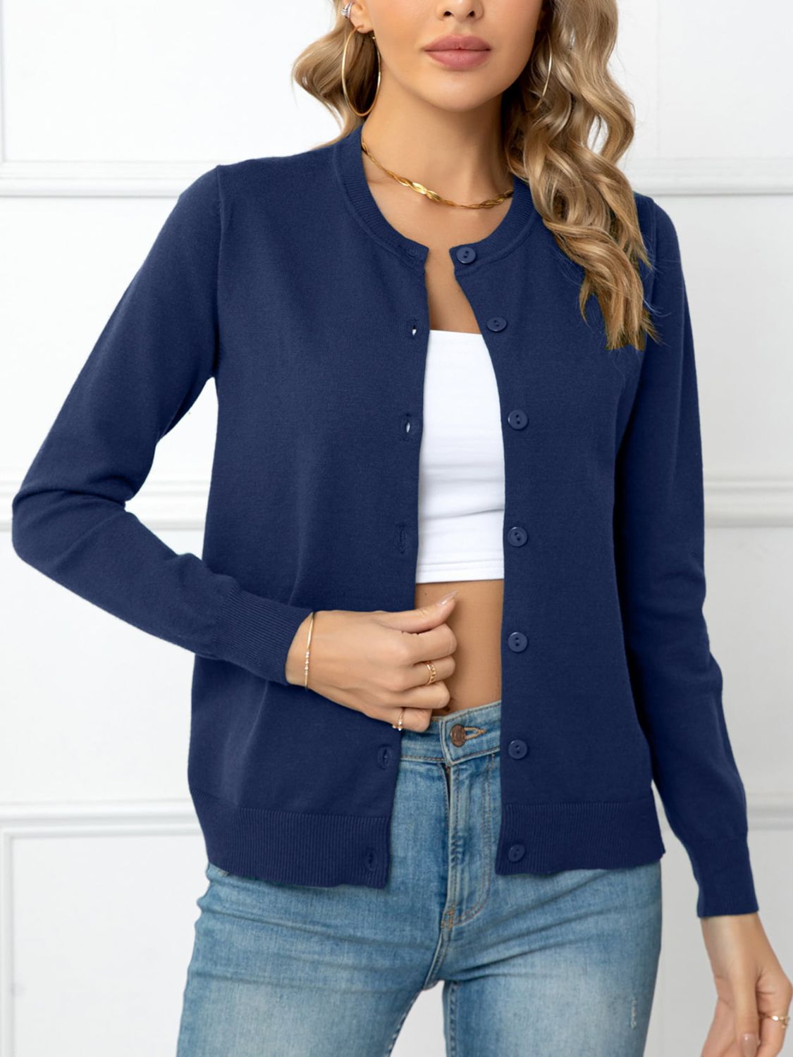 SavannahTree Button Down Round Neck Cardigan