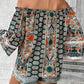 Printed Frill Trim Off-Shoulder Blouse
