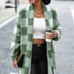 Plaid Dropped Shoulder Cardigan with Pocket