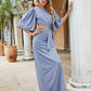 Cutout Slit Round Neck Half Sleeve Dress