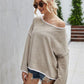 Boat Neck Dropped Shoulder Sweater
