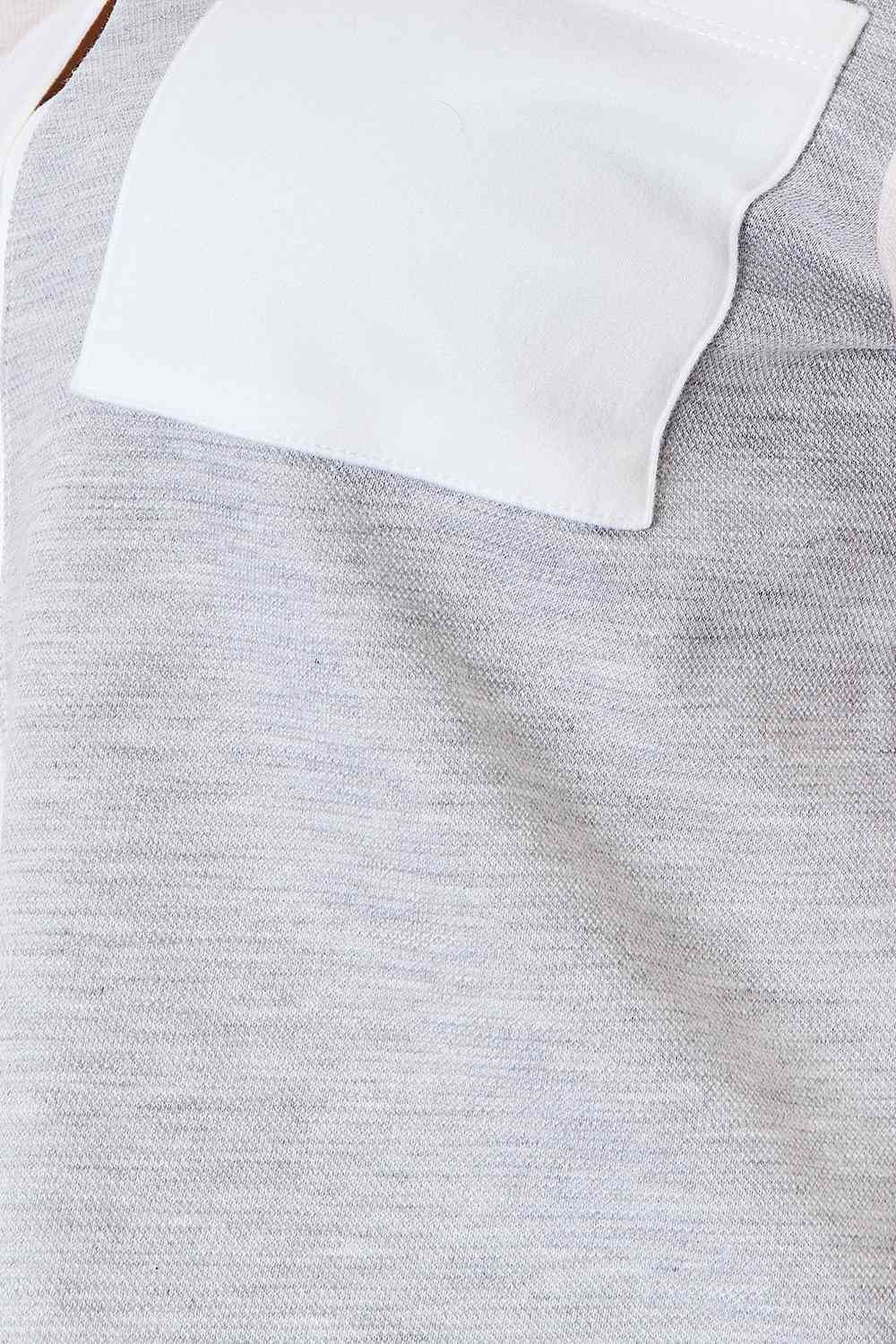 Double Take Color Block Curved Hem Shirt *